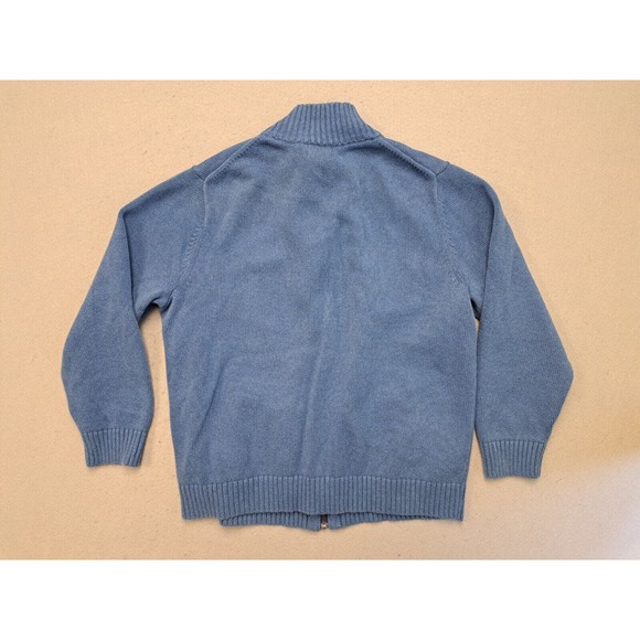 L.L. BEAN Cardigan Grandpa Sweater Men's XLarge Cotton Full Zip Rib Collar Blue - Picture 5 of 5